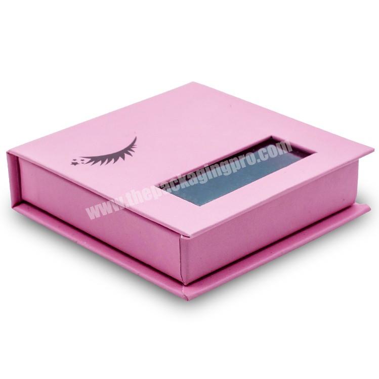 Custom Pink Glitter Eyelash Box Packaging with PVC Window