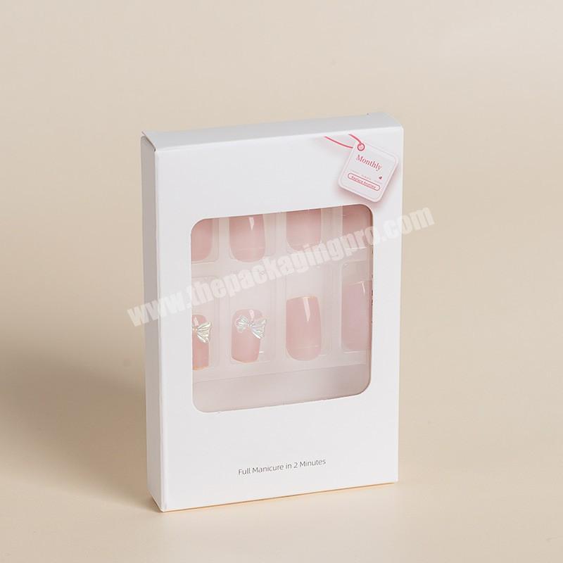 Custom Press On Nail Paper Packaging Box For Artificial Nails With Transparent Window