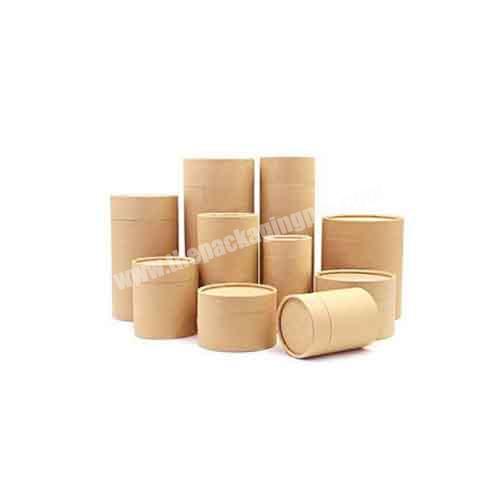 Custom Printed 100% Recycled Round Kraft Paper Tube Cylindrical Packaging Box With Lid
