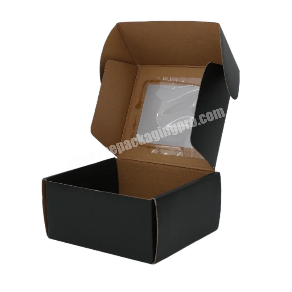 Custom Printed Black Cardboard Corrugated Kraft Paper Mailing Shipping Carton Shoes Box with PVC Window