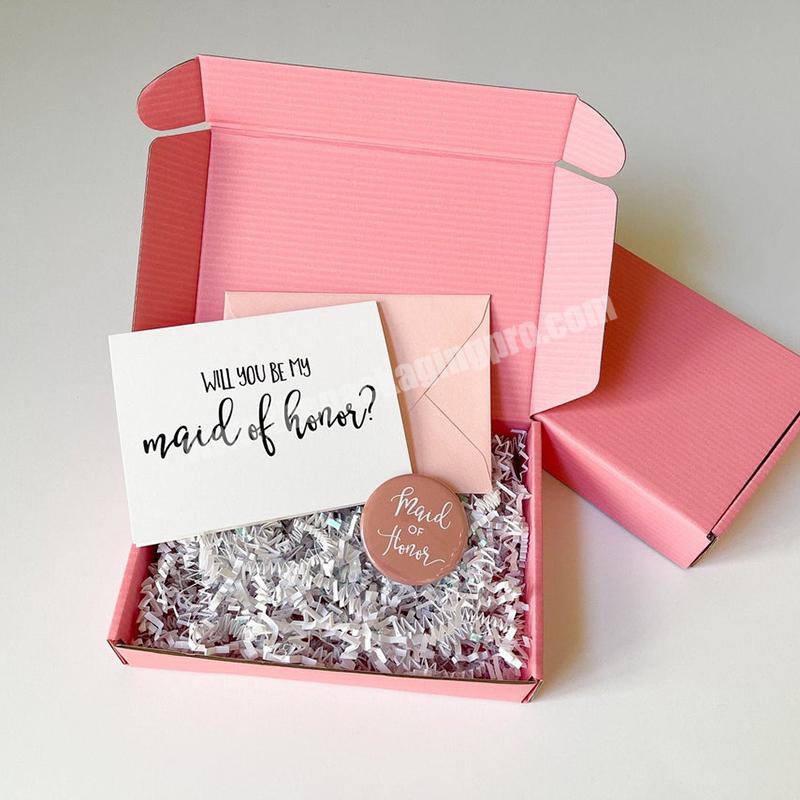 Custom Printed Cardboard Corrugated Carton Shipping Package Small Light Pink Mailer Box
