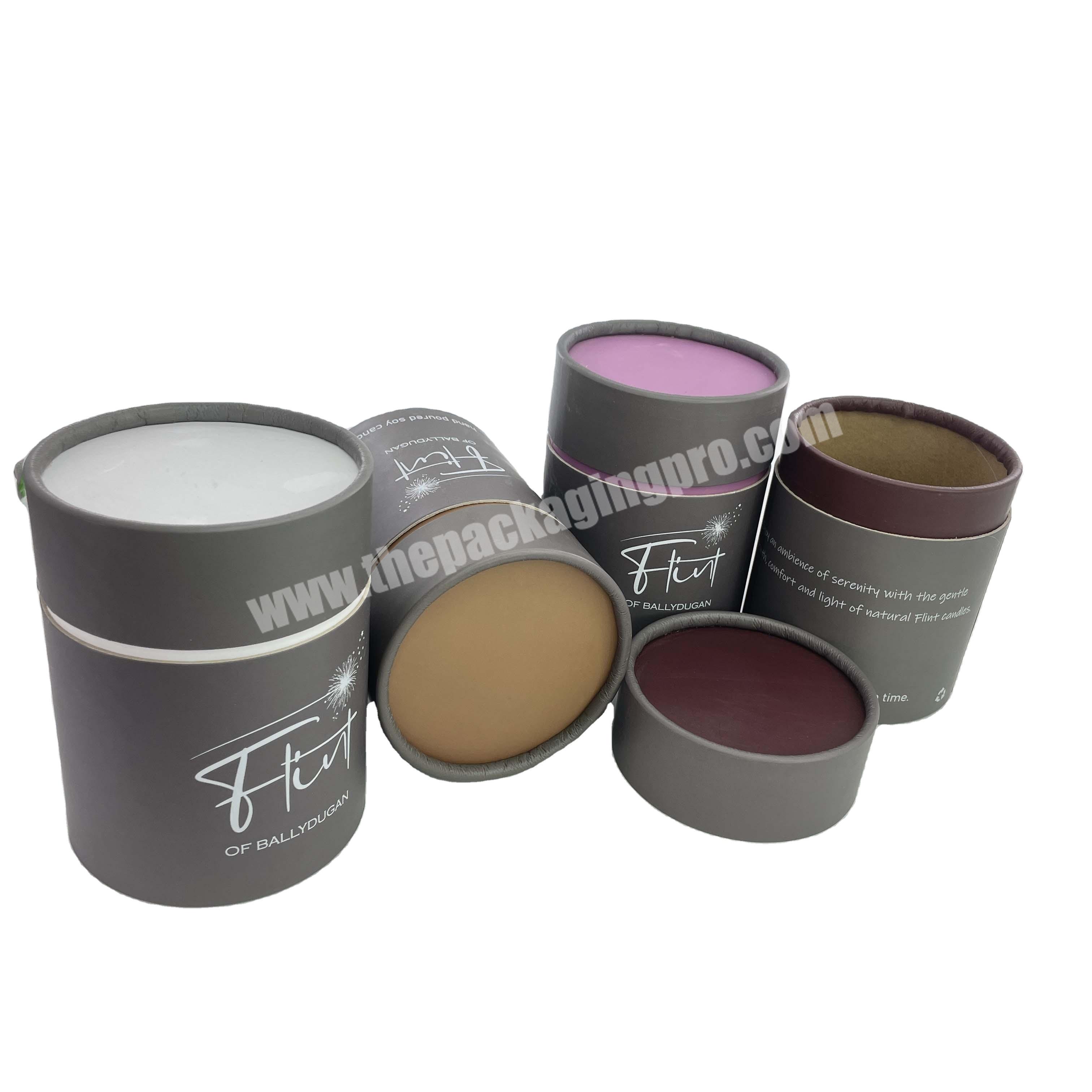 Custom Printed Cardboard Cylinder Candle Packaging Gift Round Kraft Paper Boxes With Lid
