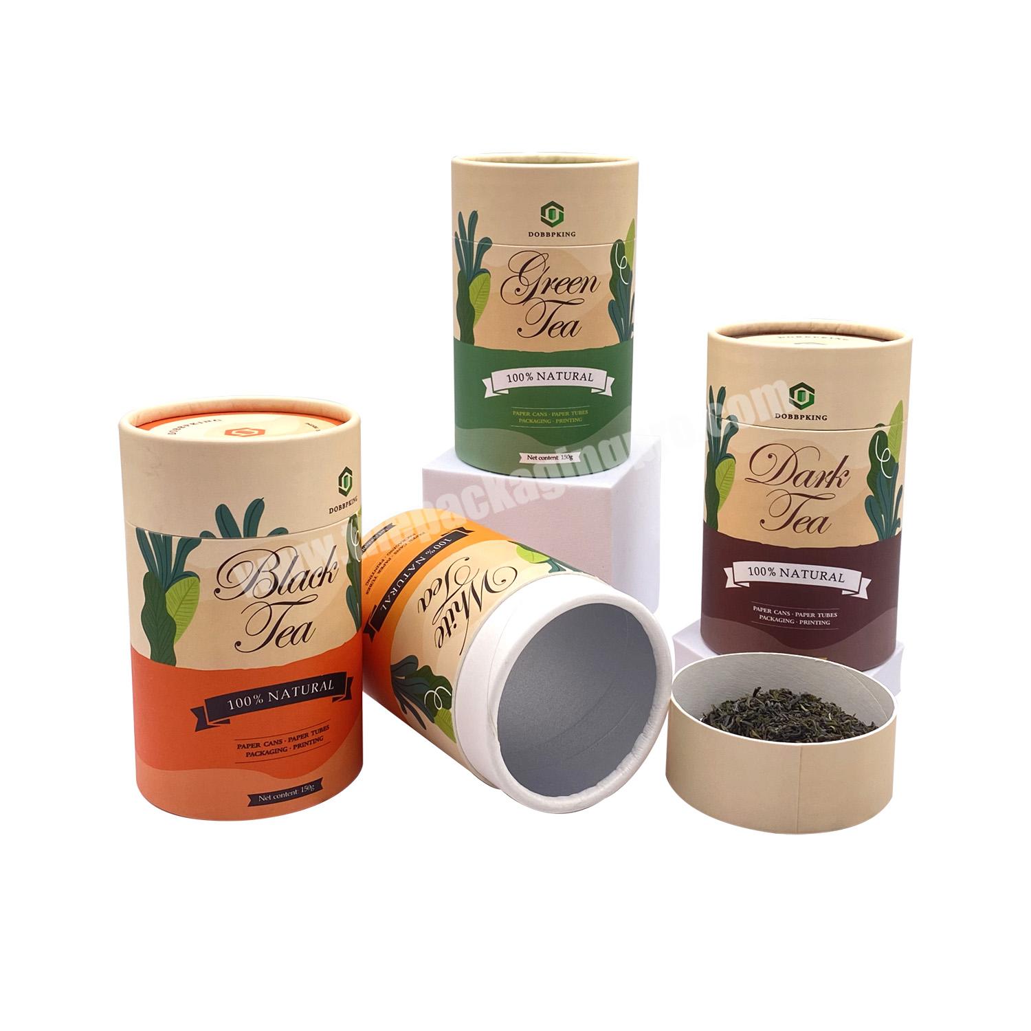 Custom Printed Cardboard Cylinder Food Grade Packaging Round Shape Kraft Paper Tube For Tea Package