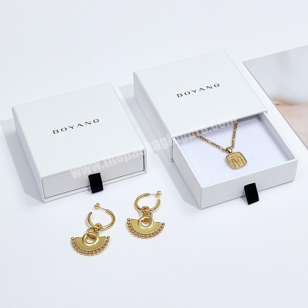 Custom Printed Luxurious Jewellery Packaging Cardboard Drawer Box Fashion White Jewelry Gift Set Box Packaging