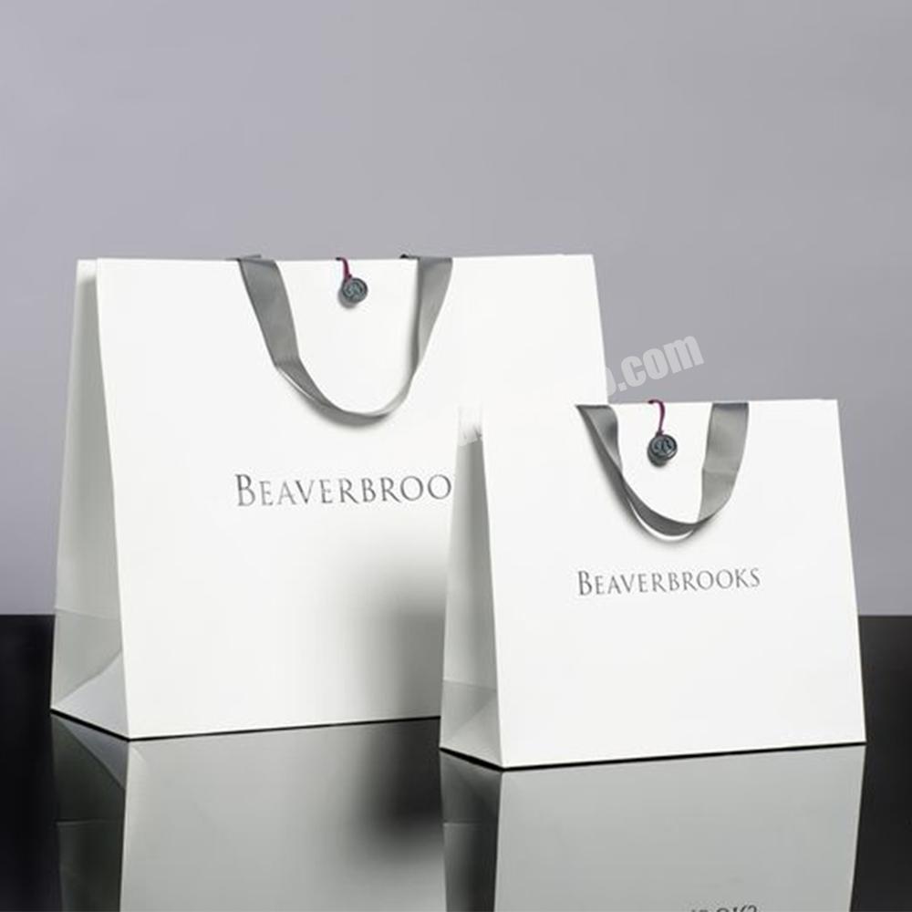 Custom Printing Cloth Cosmetic Shoes White Gift Paper Bags with Handles