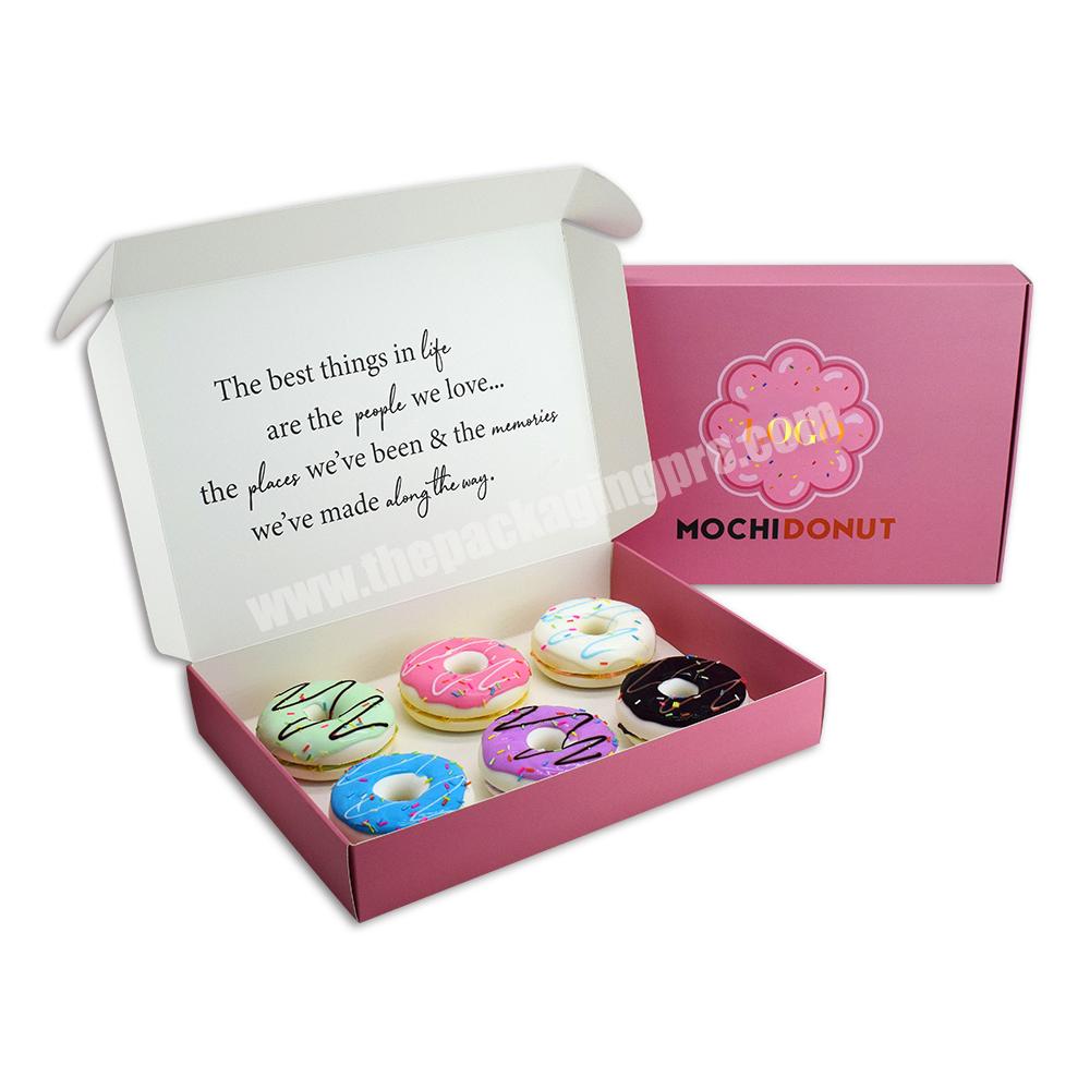 Custom Printing Fancy Pink Cute Bakery Take Away Party Dessert Mochi Donut Paper Box