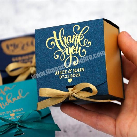 Custom Printing Luxury Gold Foil Champagne Paper Wedding Party Giftbox Small Candy Gift Box