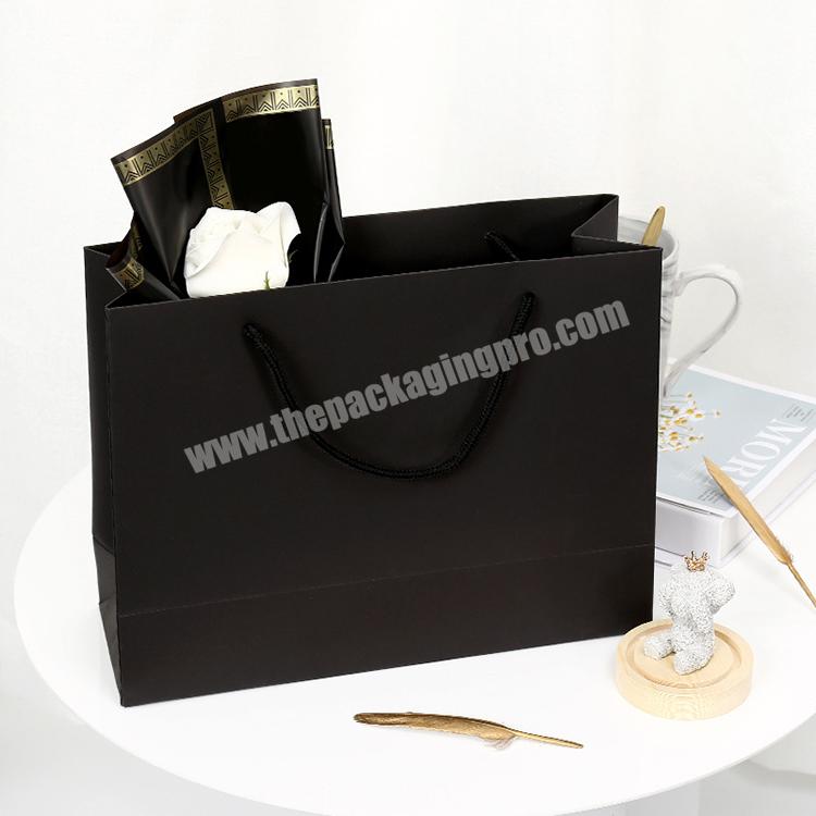 Custom Private Logo Printed Black Personalized Luxury Shopping Tote Gift Premium Paper Bags With Handle