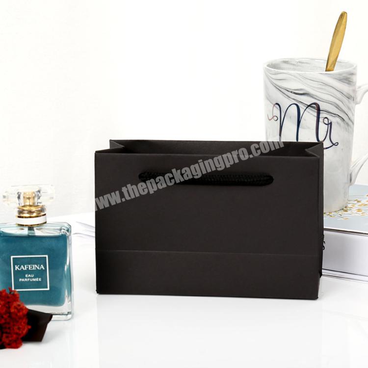 Custom Private Luxury Perfume Paper Shopping Bag Small Black Paper Bag With Logo For Cosmetic Perfume