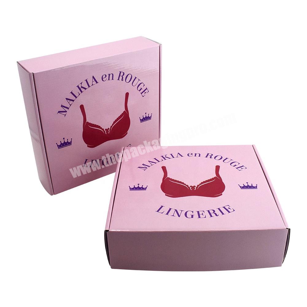Custom Sexy Bra Pink Packaging Boxes Lingerie Set Fancy Underwear Swimsuit  Women Clothing Cardboard Gift Paper