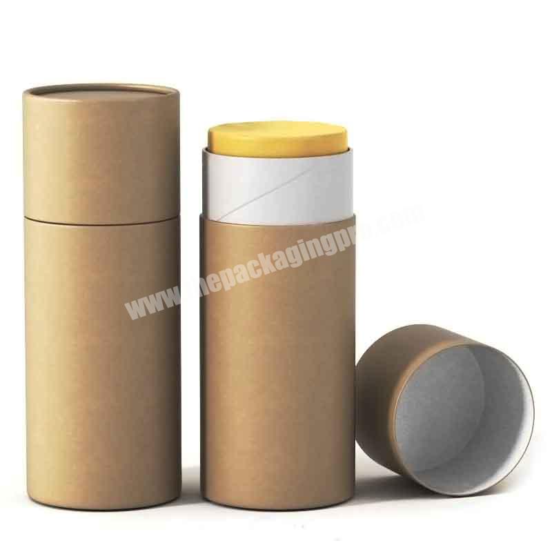 Custom Size Kraft Round Paper Push Up Lip Balm Deodorant Tubes Packaging With Rolled Edge