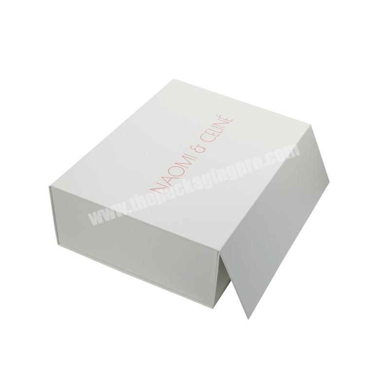 Custom White Color With Gold foil  Folding Magnetic Black Gift Box