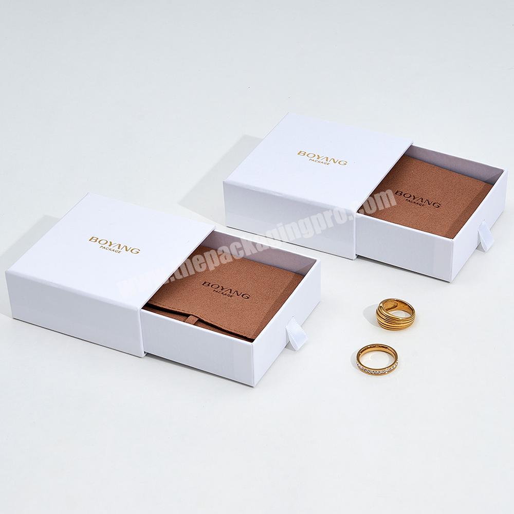 Custom White Drawer Sliding Paper Necklace Earring Bracelet Ring Box Packaging Jewelry Boxes with Logo