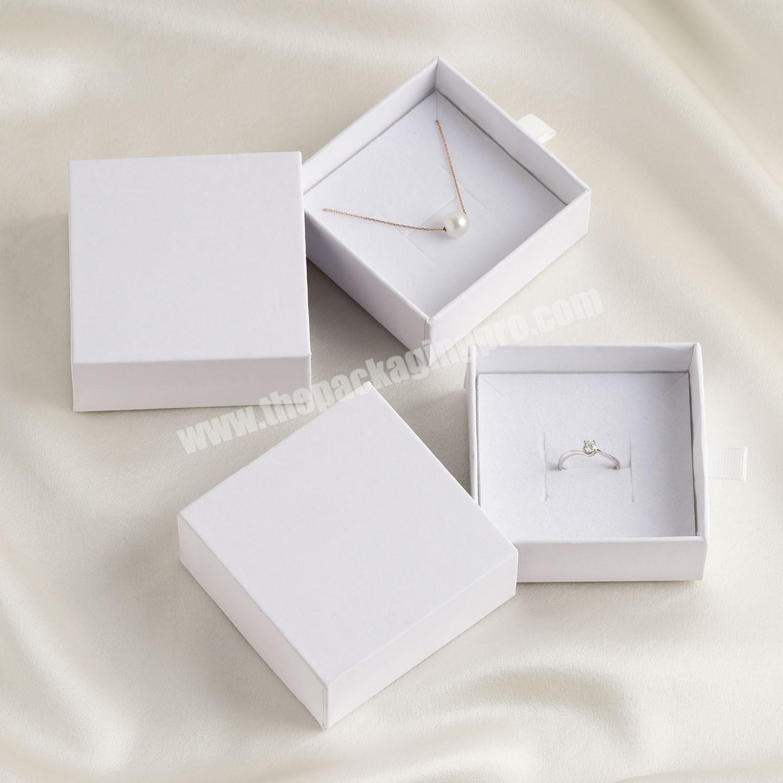 Custom White Paper Box Jewelry Personalized Logo Packaging Necklace Earrings Package Drawer Box