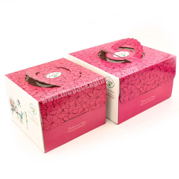 Custom Wholesale Disposable Square Art Paper Cardboard Cake Box With Handle