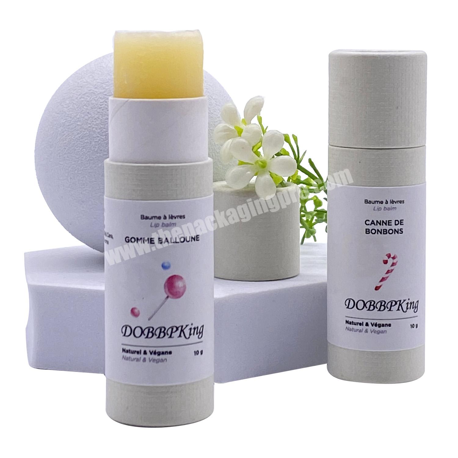 Custom Wholesale Paperboard Push Up Deodorant Stick Sunscreen Lip Balm Paper Tube Packaging  With Wax Paper Inside