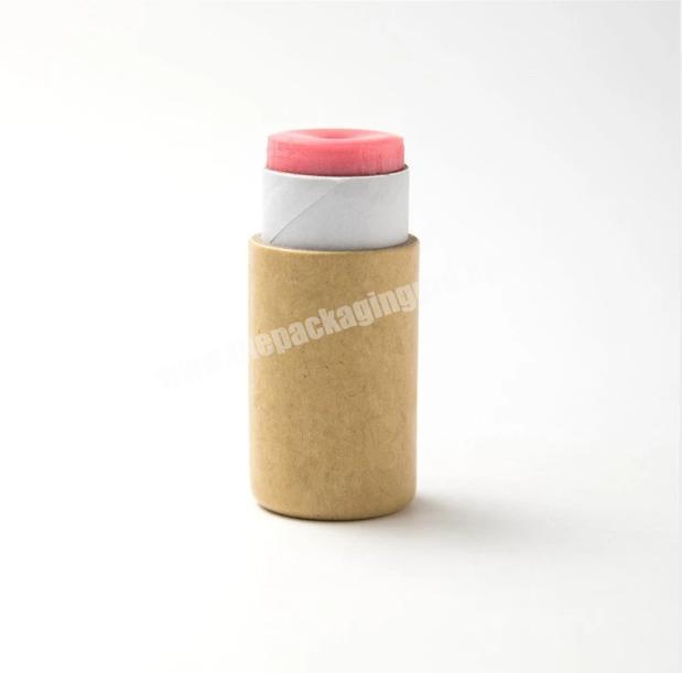 Custom biodegradable 0.3oz cardboard refillable deodorant container push up kraft lip balm paper tube