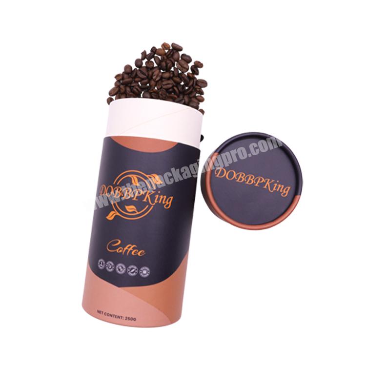 Custom biodegradable coffee bean cylinder kraft paper packaging round box tube  with move lid