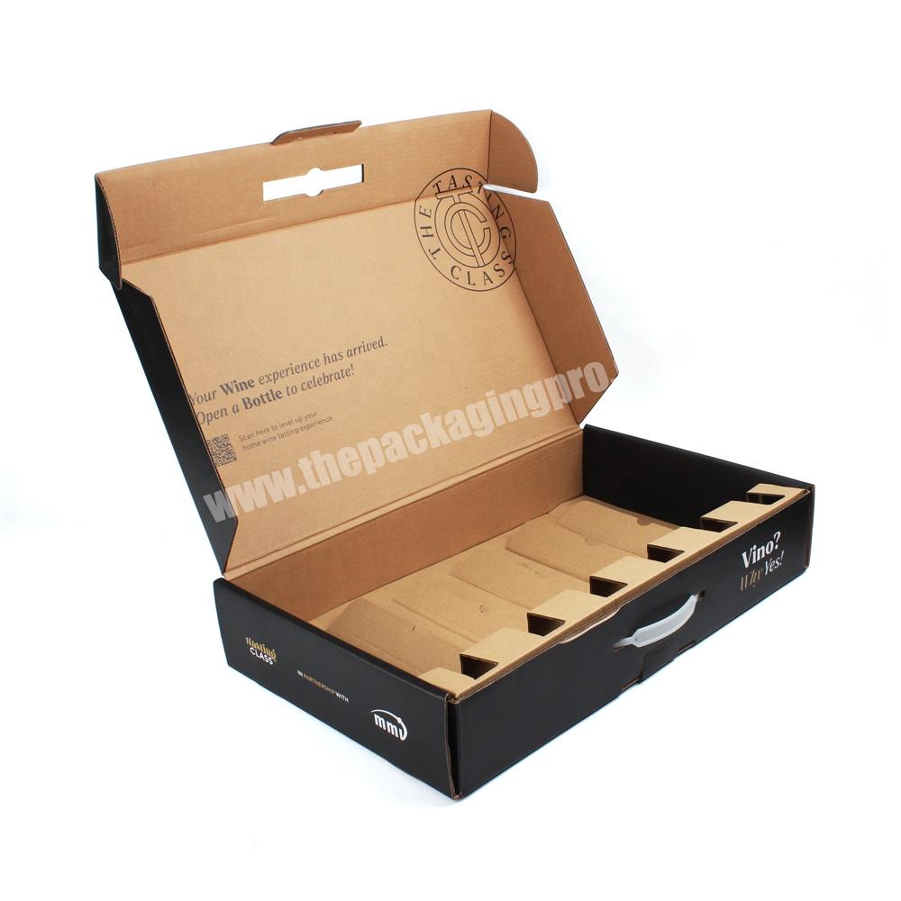 Custom corrugated cardboard 6 wine glasses bottles packaging boxes with divider