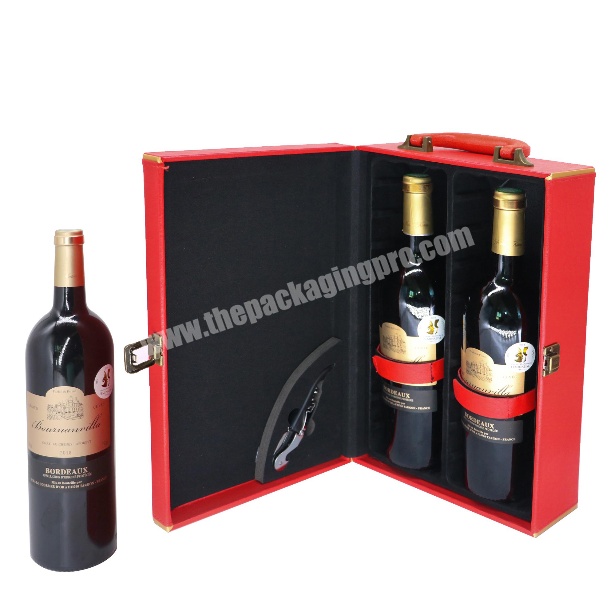 Custom custom leather classic wine red box wine case boxes christmas wine boxes