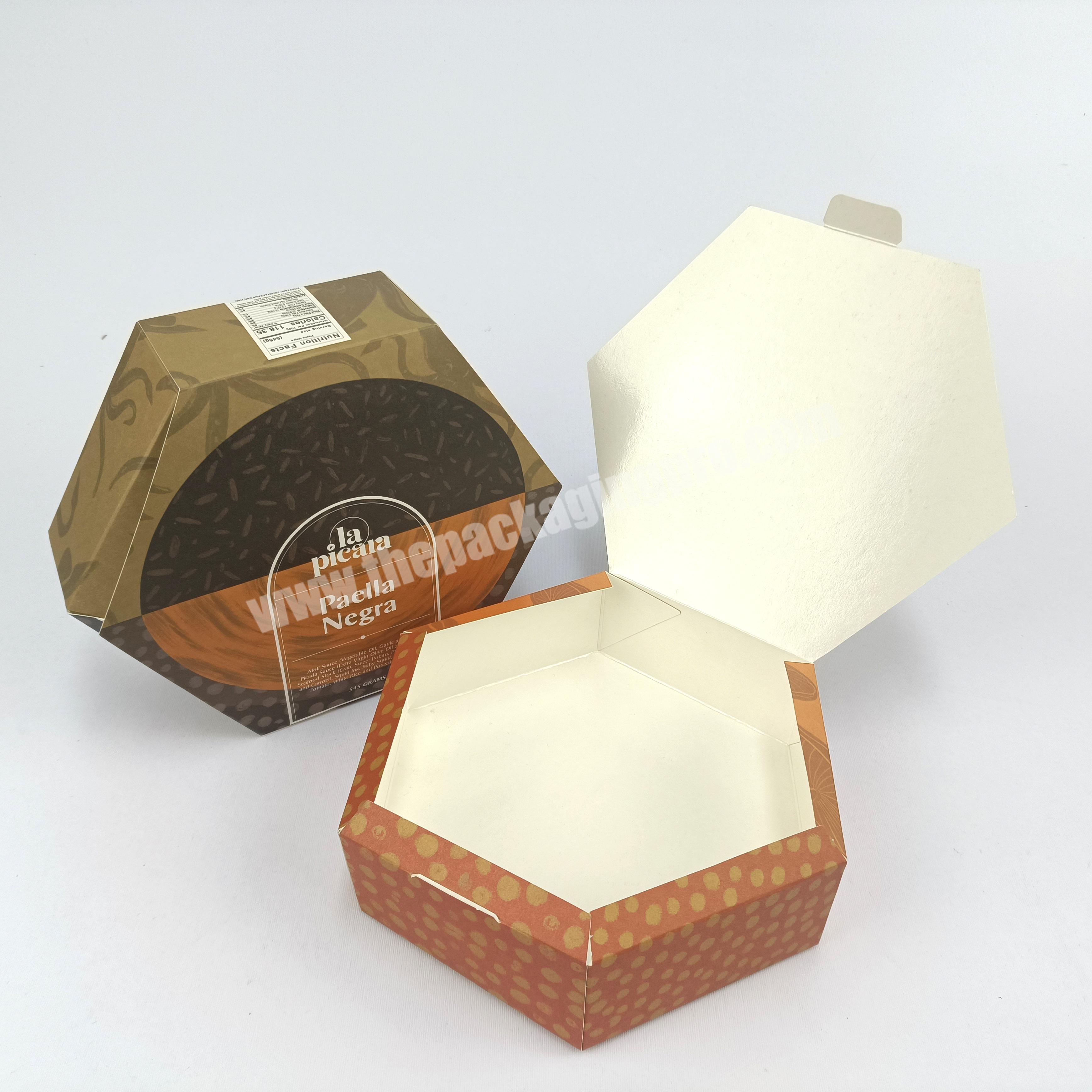 Custom design art paper packaging box for food takeaway seafood paella