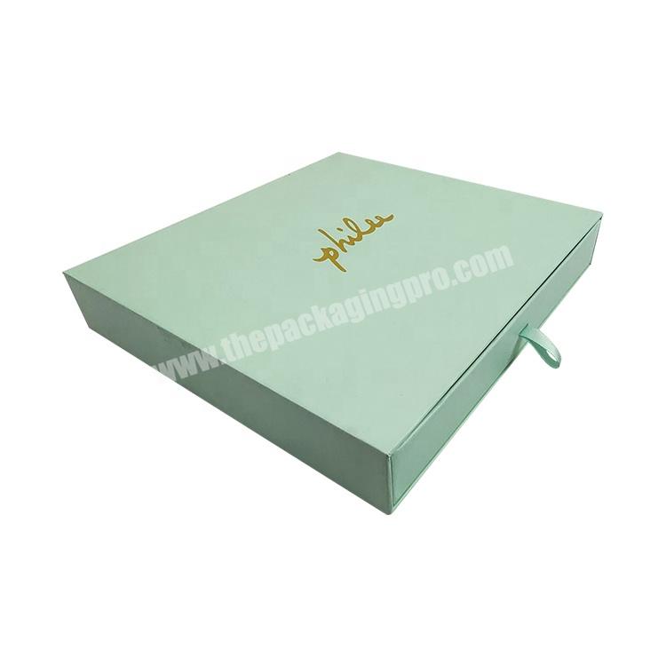 Custom drawer slid gift box with full color printing gold stamp foil logo for watch jewelry hair packing