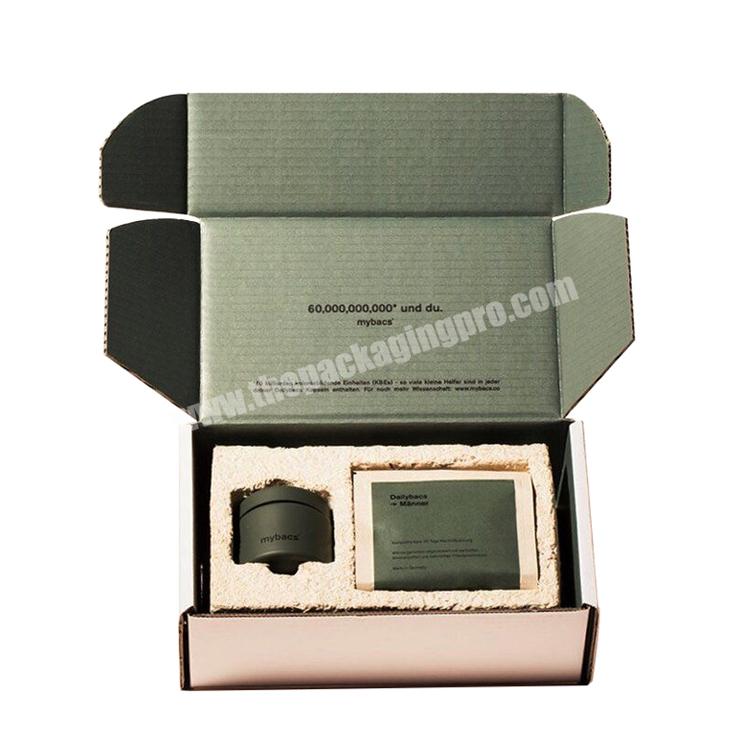 Custom hot stamping logo corrugated mailing boxes for skin care cream makeup packaging paper box with insert