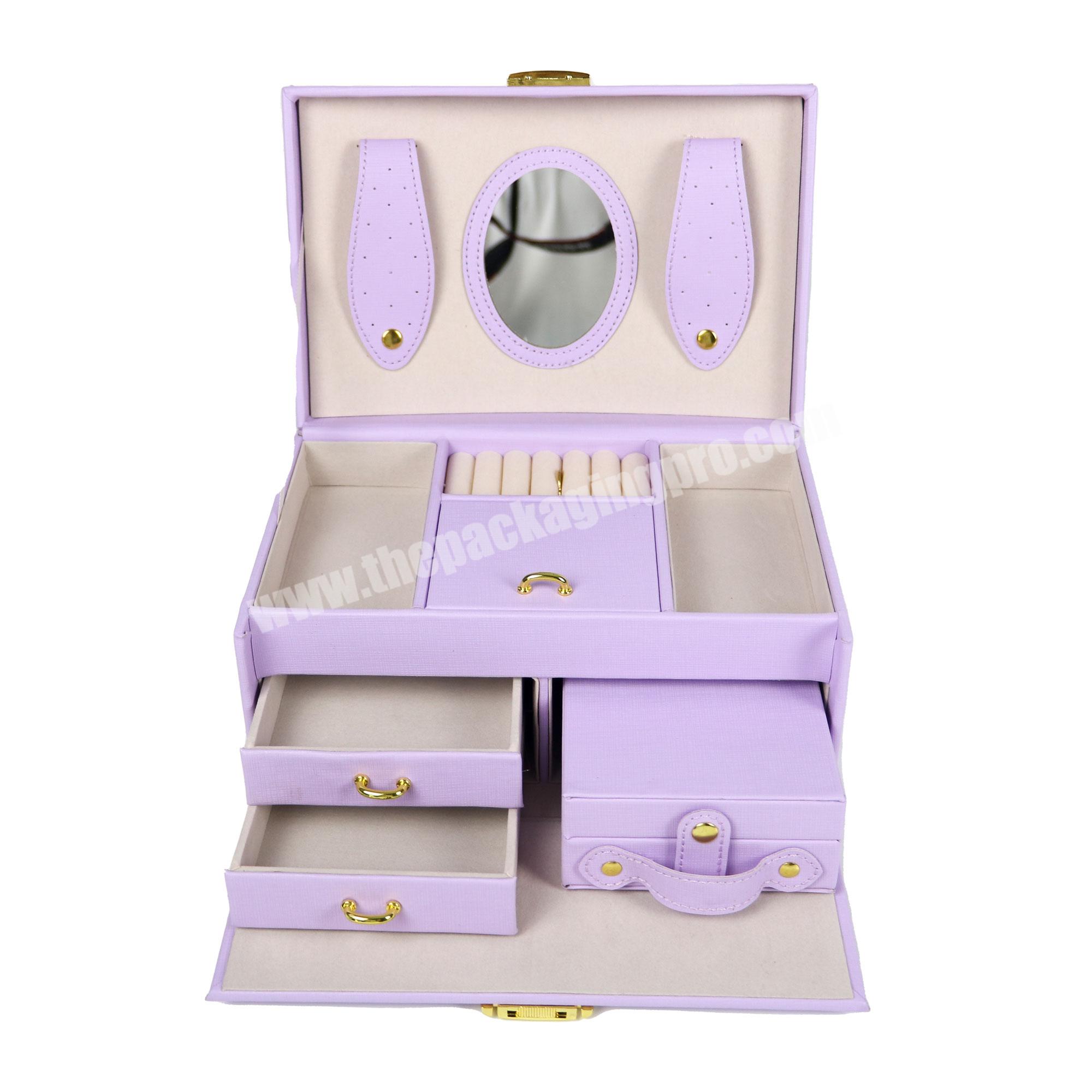 Custom jewelry box purple travel jewelry storage box big  leather jewelry box