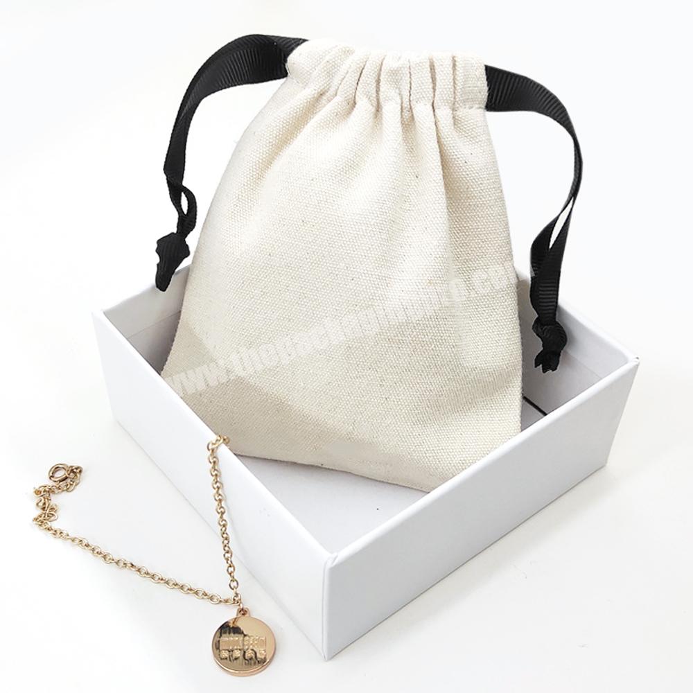Custom knitted cotton drawstring bag packaging cotton jewelry product bag