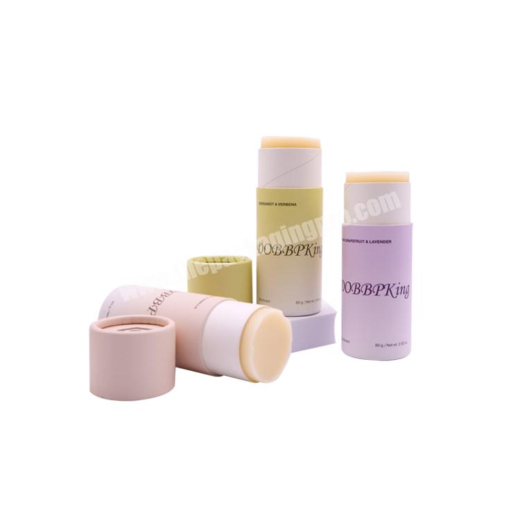 Custom kraft empty deodorant stick cosmetic paper container tube packaging for lip balm