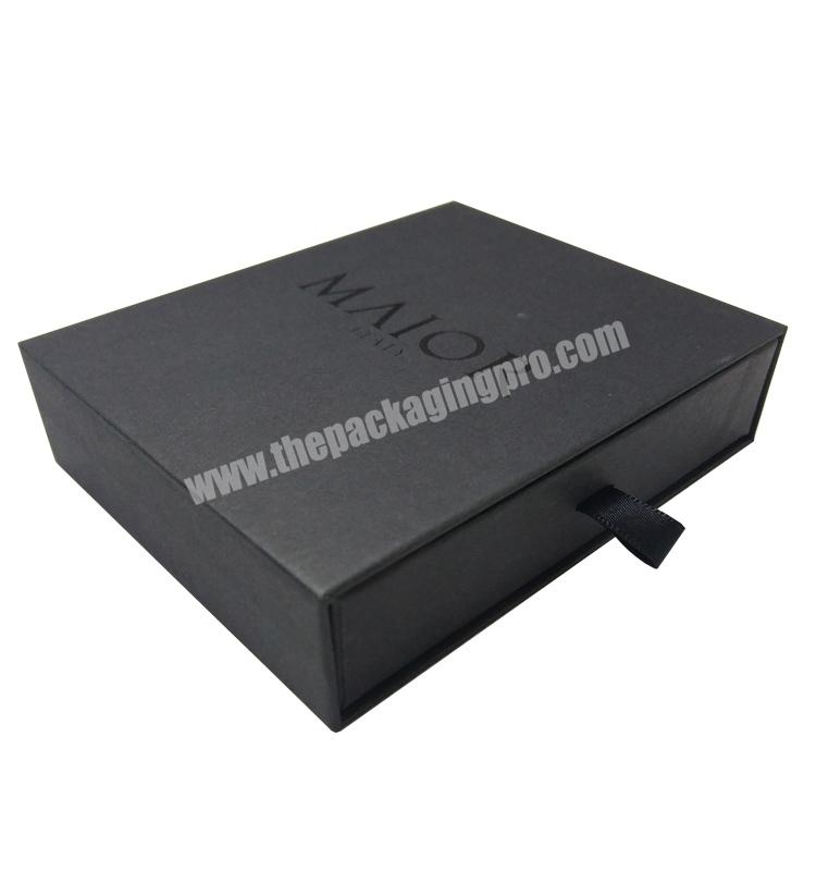 Custom logo luxury jewelry watch USB wedding card packaging cardboard ribbon drawer paper black gift box