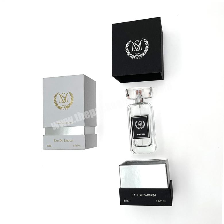 Custom logo square luxury gift packaging box for perfumes bottle black cardboard arabic perfume box
