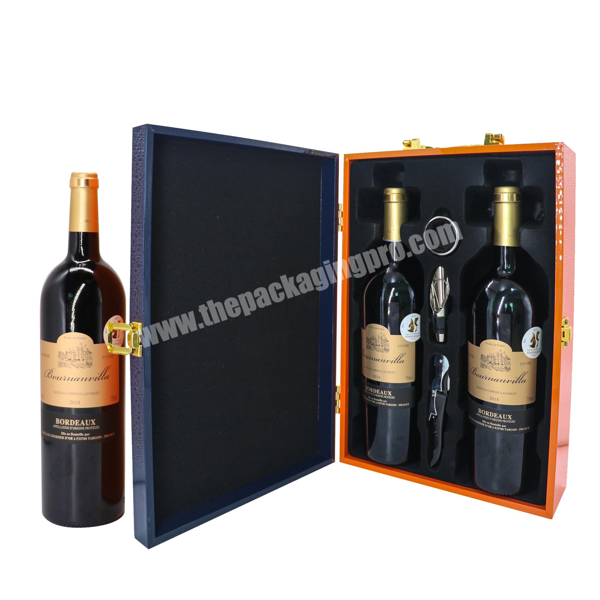 Custom luxury wine wood gift box 2 bottle wine wood box piano lacquer wine box
