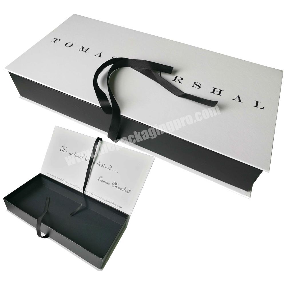 Custom paper packaging gift box with ribbon closure