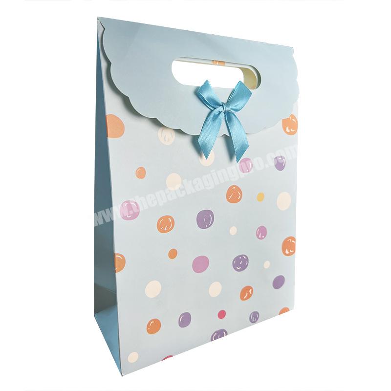Custom printed Paper Package Bags with Ribbon Knot for Christmas Wedding Present