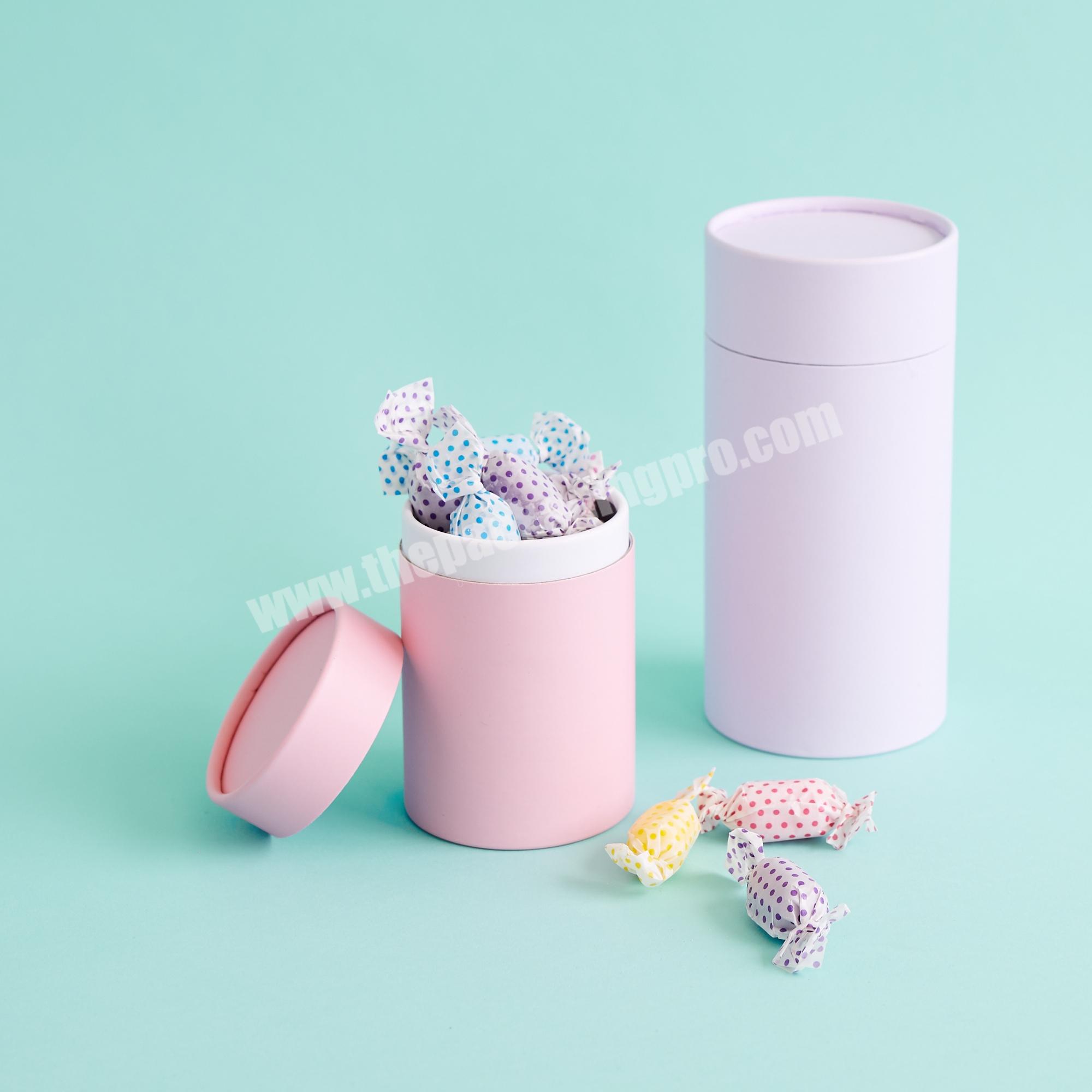 Custom printing candy gift boxes round kraft paper tube cylinder airtight food grade packaging