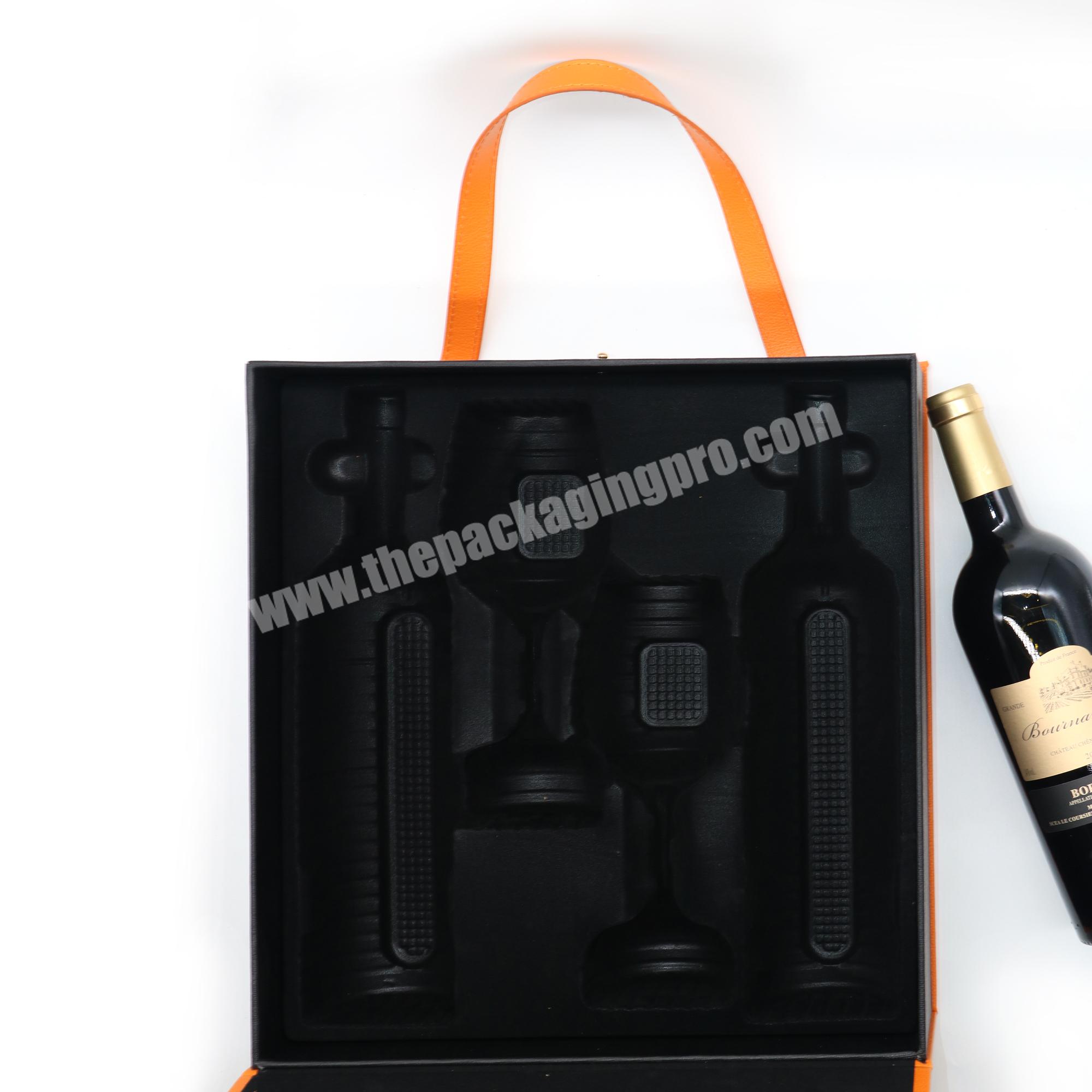 Custom pu leather wine box wine bottle box wine glass with packaging box with low price
