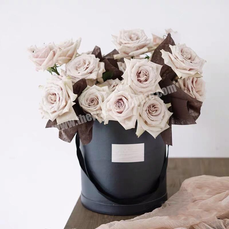 Custom rose gold logo stamping big round set paper flower boxes, cardboard boxes for roses packaging luxury