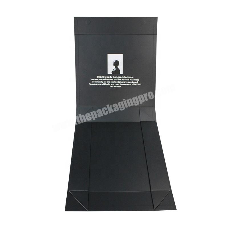 Custom size cardboard Printed rigid magnet box Clothing Folding Paper Box Magnetic Black Gift Box For Packaging