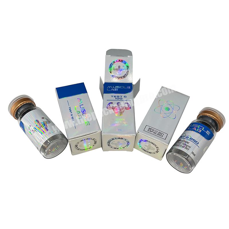 Custom white Design OEM 10ml Vial Label paper gift box For Steroid Packaging