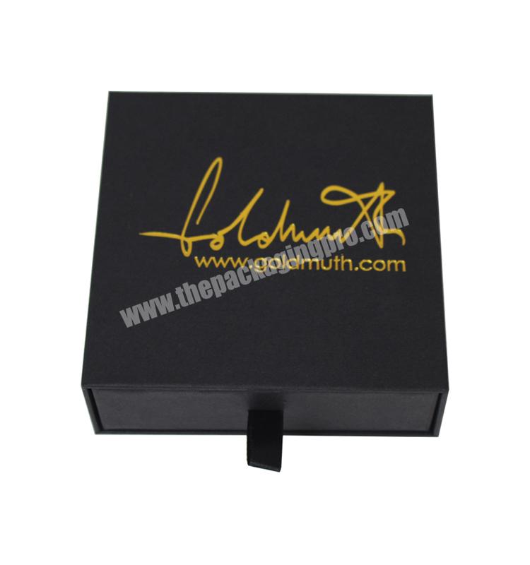 Custom wholesale printing paper jewelry drawer box gold foil black jewelry box