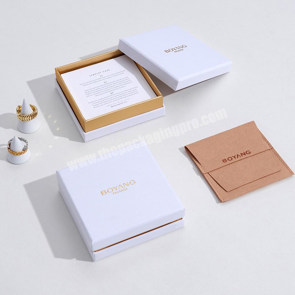 Customise Personalized Paper Lid and Base Jewelry Packaging Box with Pouch Bag