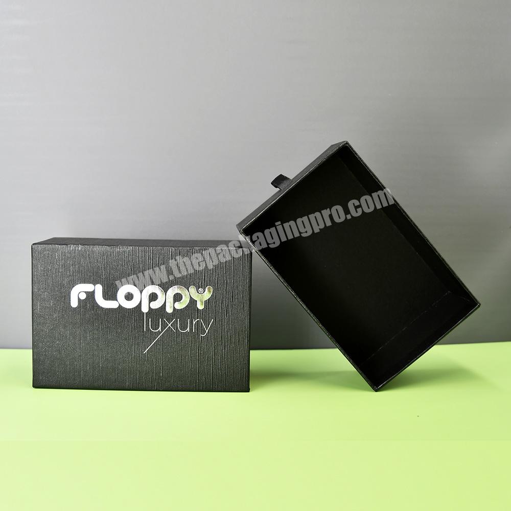Customised Logo  Pull Out Ribbon Fancy Cardboard Packaging Box Drawer Hard Style Sliding Paper Gift Box