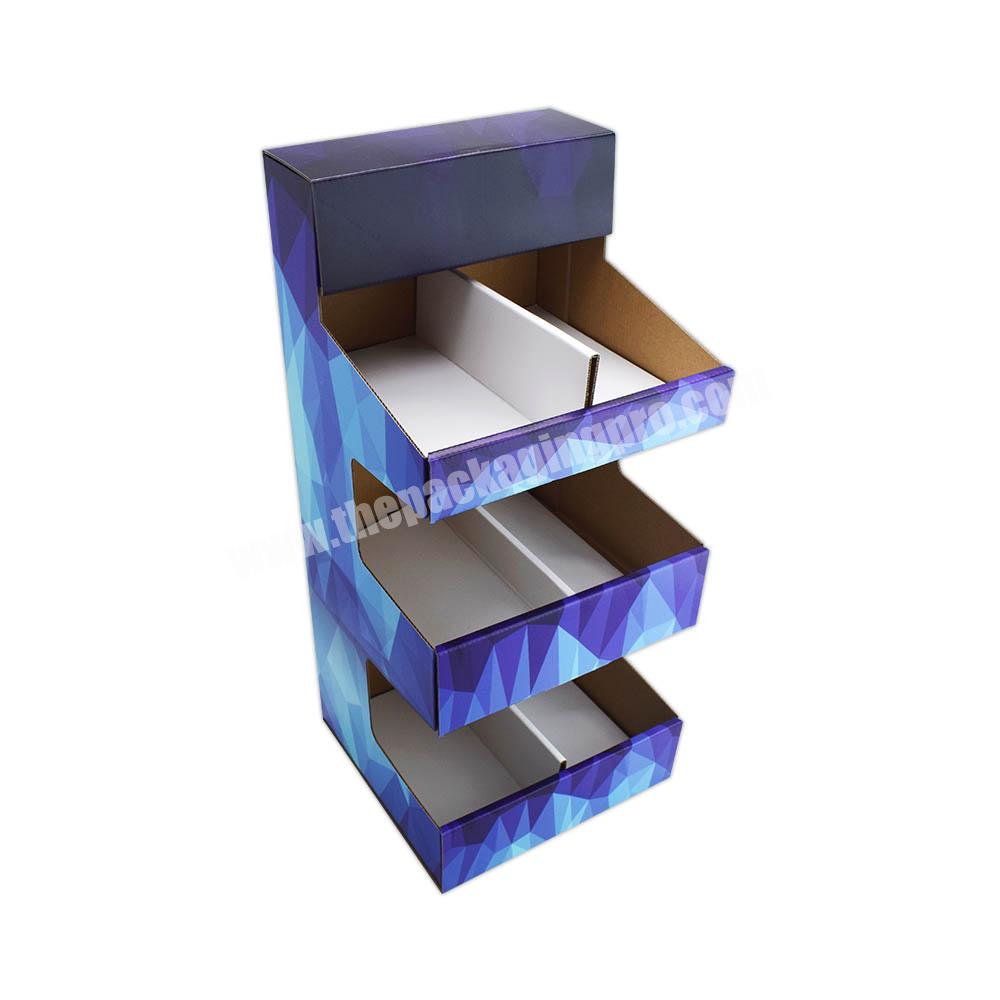 Customizable Corrugated Cardboard POS Retailing Display Racks 3 Tiers Supermarket Floor Promotion Stand Display Box Packaging