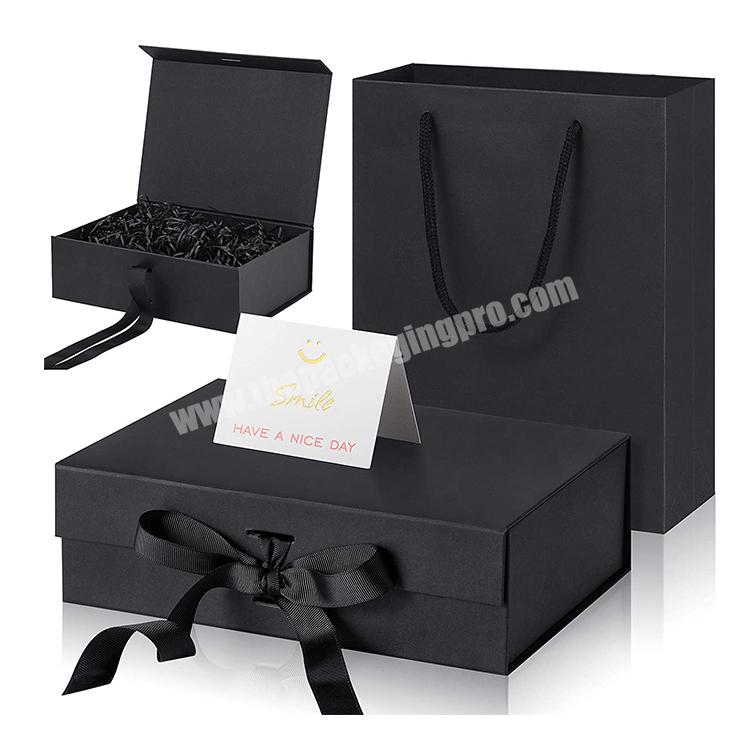 Customizable Size Large Gift Box Luxury Package Foldable Magnetic Gift Paper Box with Ribbon Packaging Paper Boxes with logo