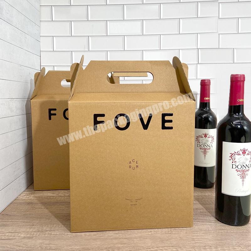 Customize Design Kraft Paper Bag Printing Gift Hand-held wine box Gift bag Wholesale Cheap Red wine Bottle Packing Gift Box