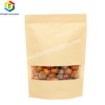 Customize Kraft Paper Food Storage Nuts Snack Coffee bean Biscuit Candy Packaging Stand Up Pouch Bag With Clear Window