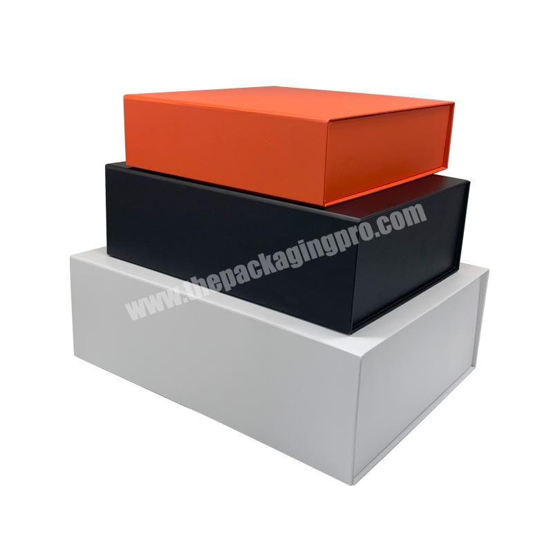 Customize Large Black Foldable Cardboard T-Shirt Underwear Magnetic Shipping Boxes For Clothes Black