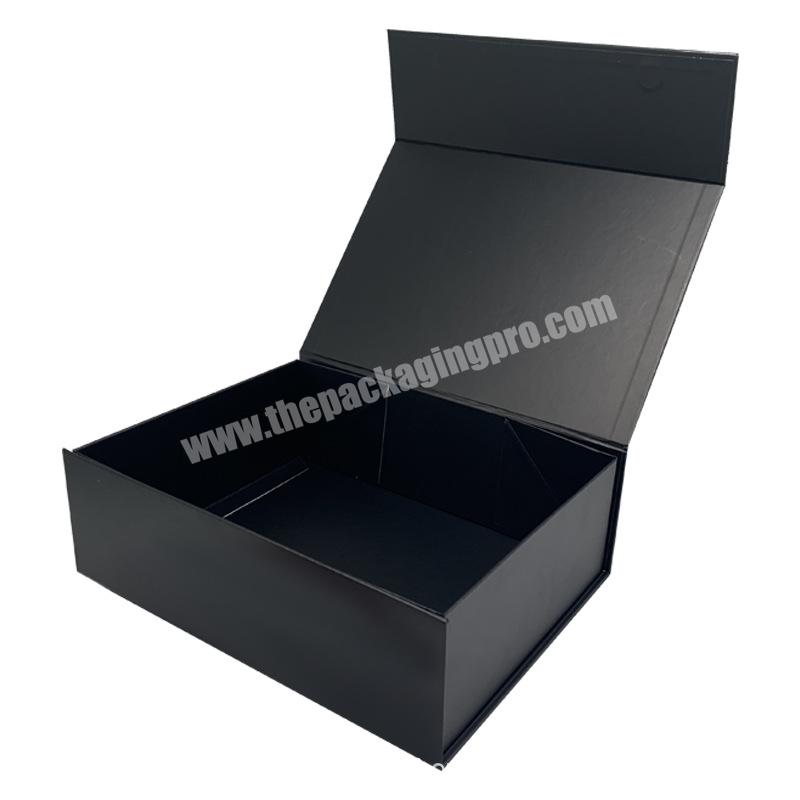 Customize Large Black Foldable Closure Luxury Gift Cardboard Shipping Magnetic Paper Box For Clothes Clothing T-Shirt Packaging