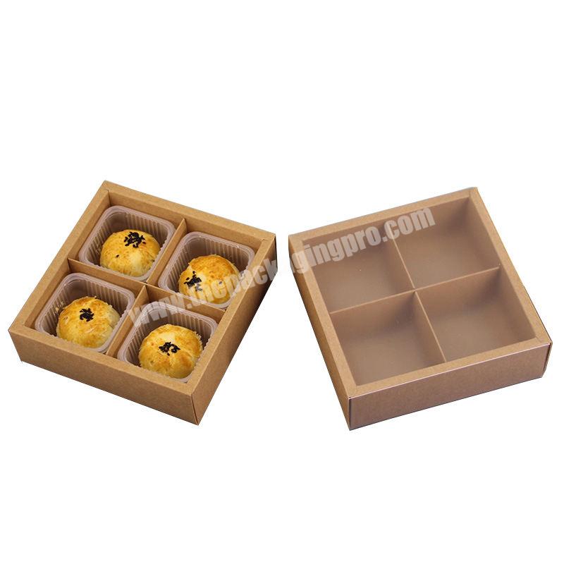 Customize Water Proof Disposable 4 Compartment Chocolate Gift Box PVC Window Craft Paper Food Box
